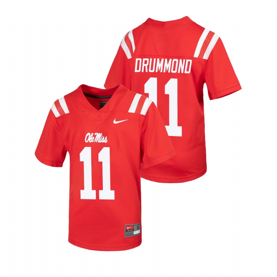 Ole Miss Rebels Youth NCAA Dontario Drummond #11 Red Untouchable College Football Jersey CMY0849PW